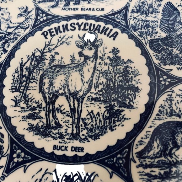 Vintage Pennsylvania Souvenir Plate Blue White Japan - Picture 3 of 8